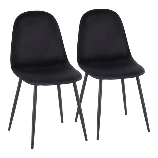 Lumisource Pebble Chair in Black Steel and Black Velvet, PK 2 CH-PEBBLE BKVBK2